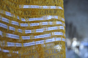 words threaded through sack-cloth